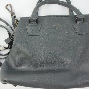 Matt & Nat Gray Vegan Leather Handbag Shoulder Crossbody Detachable Strap Zipper